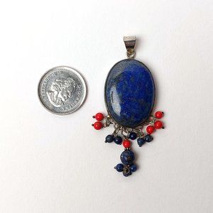 Sterling Silver Lapis Coral Pendant